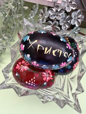 Hand-Painted Russian Folk Art Decorative Set of 5 Easter Eggs “Christ Has Risen”
